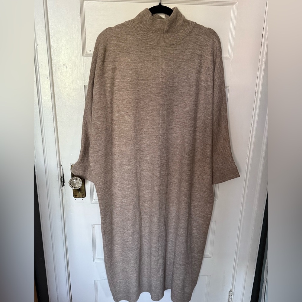 Cozy Taupe Knit Sweater Dress